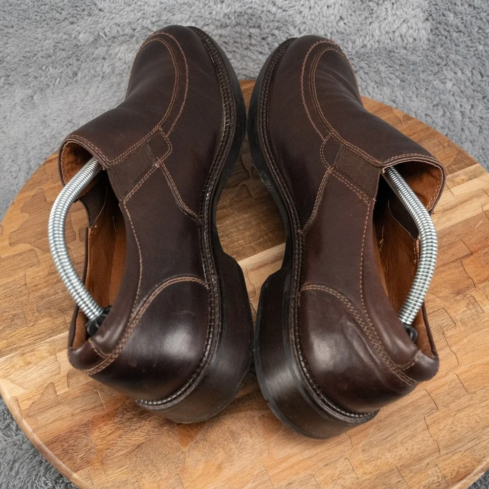 JOHNSTON & MURPHY LOAFERS SLIP ON BROWN LEATHER RUBBER SOLE DRESS SHOES 10 M